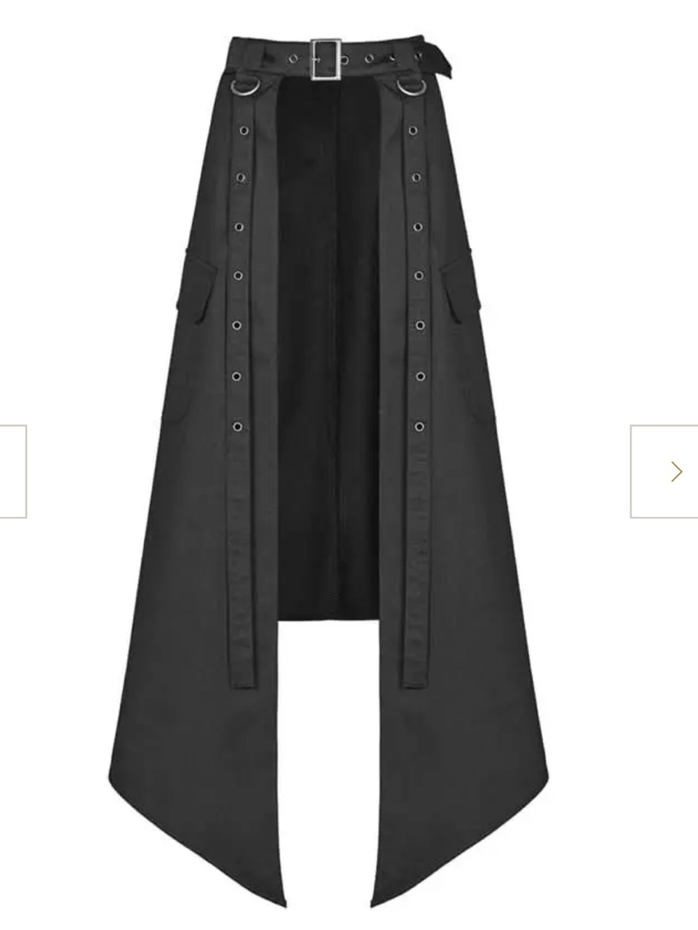 Punk Rave Neon Flux Black Gothic Asymmetrical D-Ring Skirt with Belt Size M-L